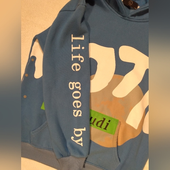 KID CUDI Man on the Moon 3 The Chosen  Cotton Blue Heavy Sweatshirt print Hoodie - Picture 10 of 13